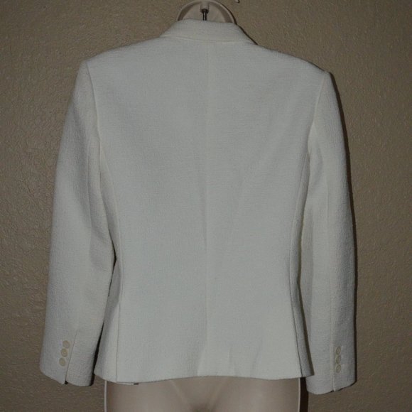 Sz 4 Theory White Texturedsingle Button Jacket Blazer - Picture 5 of 7